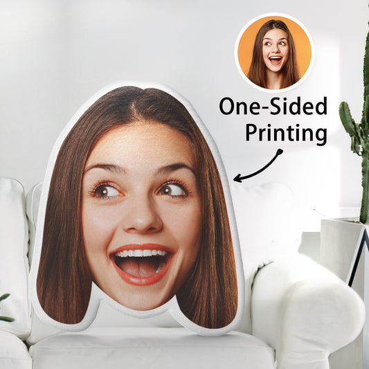 Custom shaped pillow featuring a head or full-body portrait of a pet or loved one, a personalised photo gift.