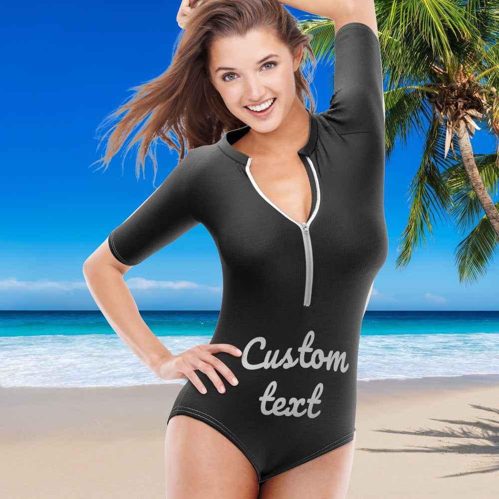 Custom Swimsuit One Piece Swimwear Personalized Half Sleeve Swimsuit