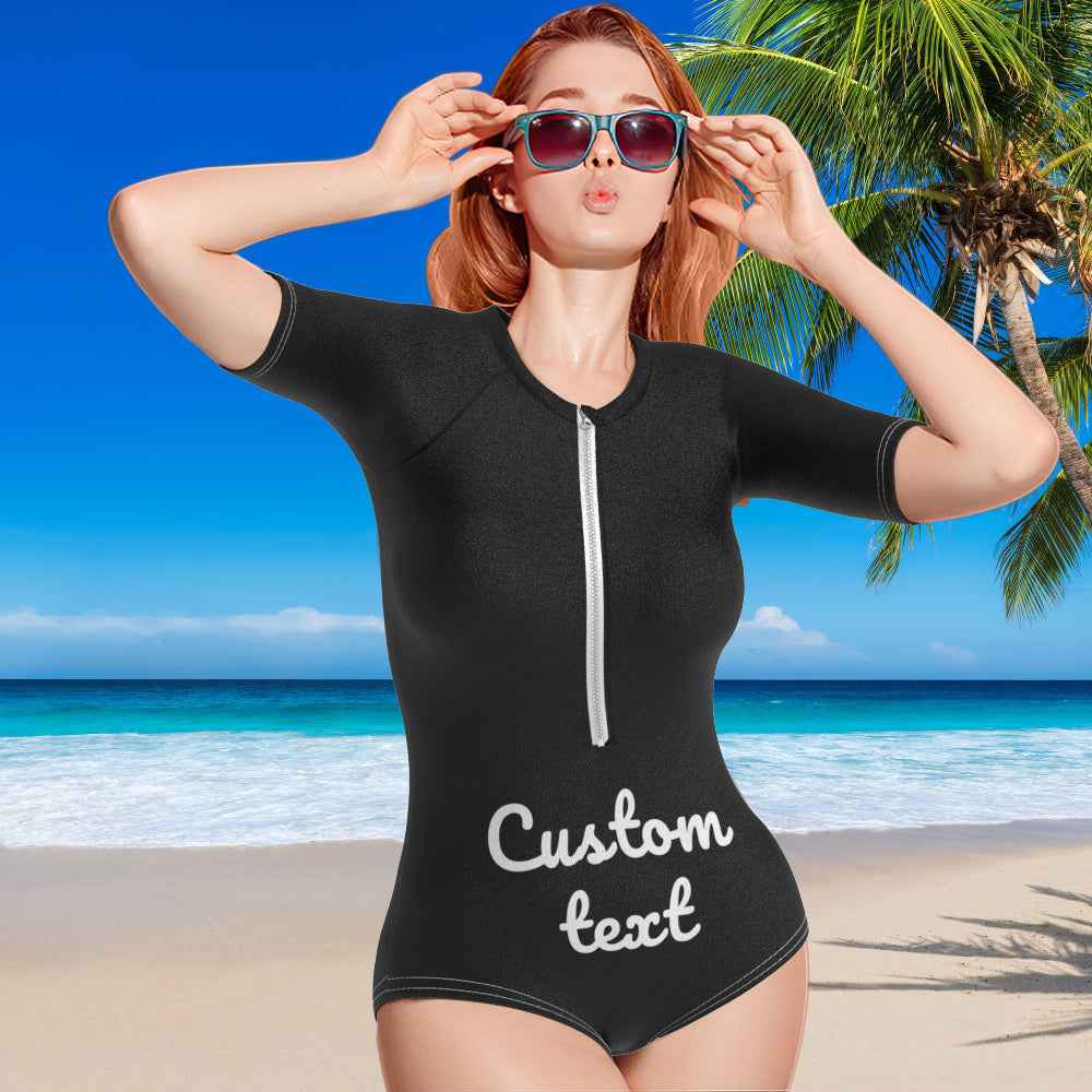 Custom Swimsuit One Piece Swimwear Personalized Half Sleeve Swimsuit