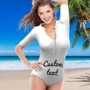 Custom Swimsuit One Piece Swimwear Personalized Half Sleeve Swimsuit