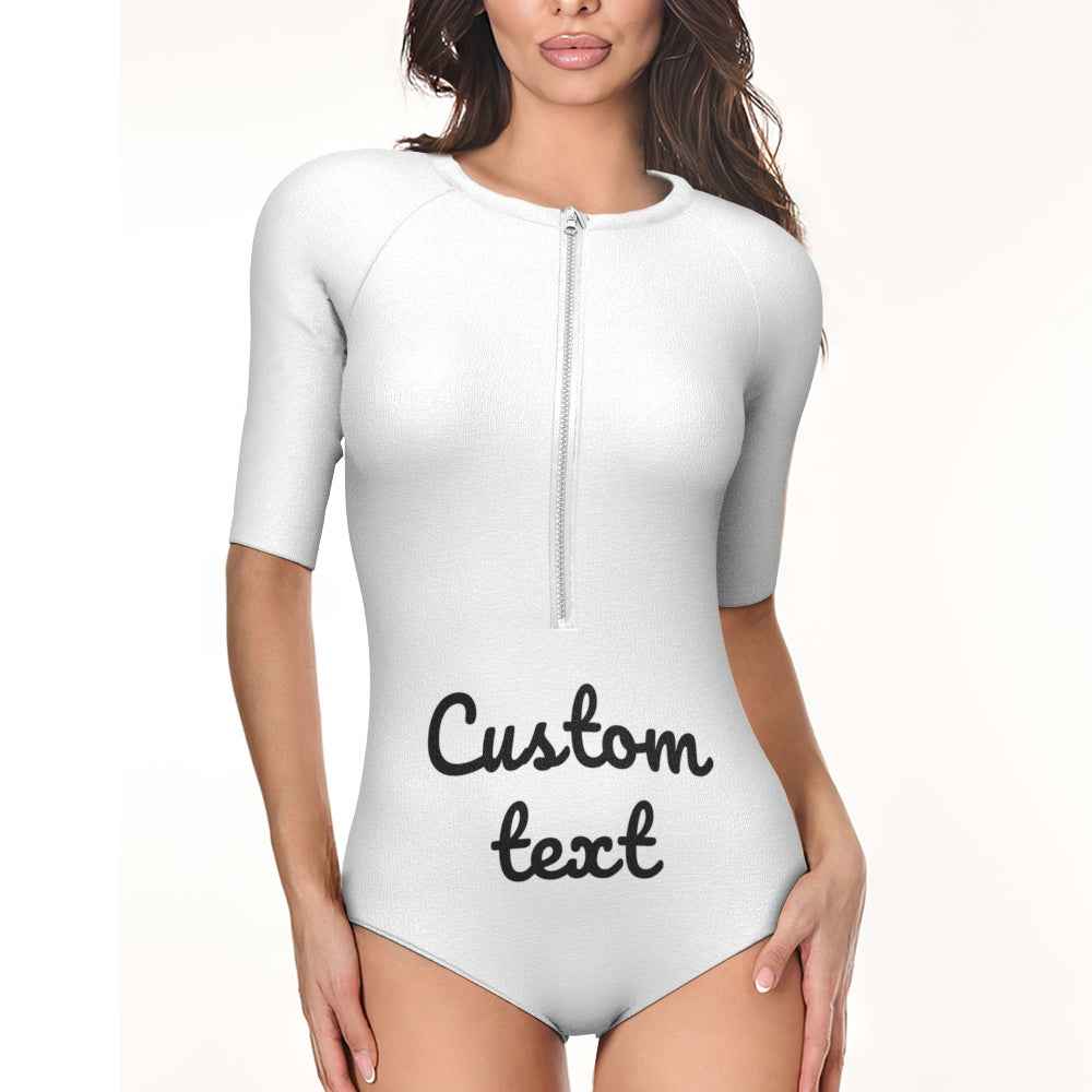 Custom Swimsuit One Piece Swimwear Personalized Half Sleeve Swimsuit