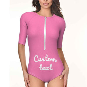 Custom Swimsuit One Piece Swimwear Personalized Half Sleeve Swimsuit