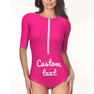 Custom Swimsuit One Piece Swimwear Personalized Half Sleeve Swimsuit