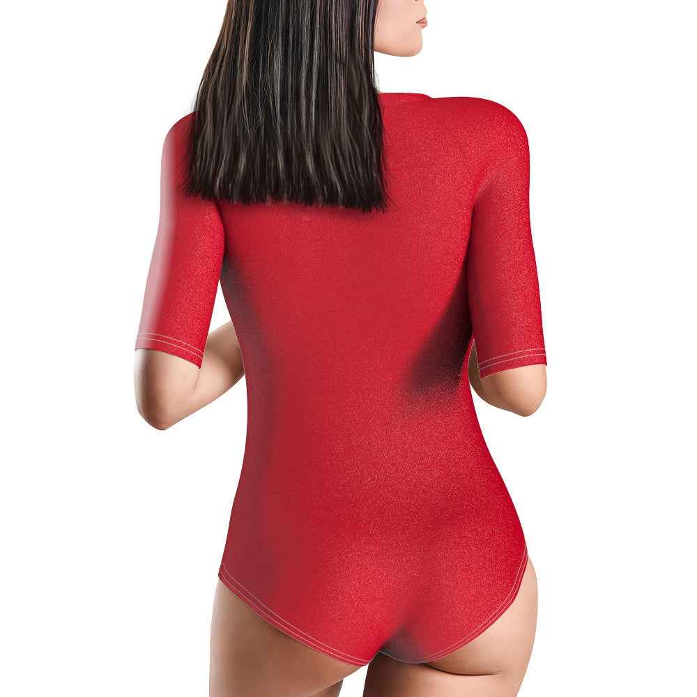 Custom Swimsuit One Piece Swimwear Personalized Half Sleeve Swimsuit