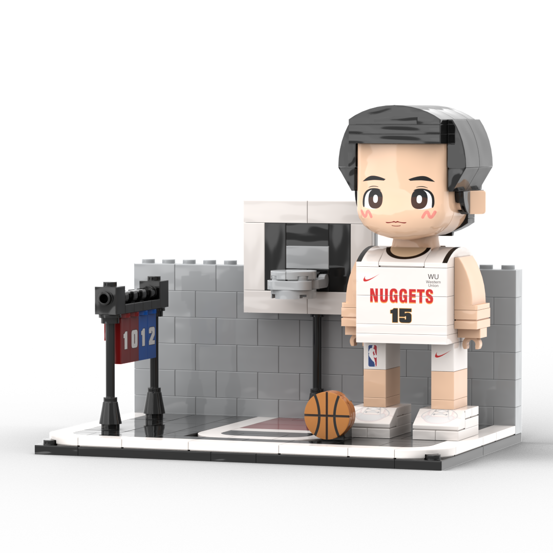 Further brick figure variations showcasing alternate poses and outfits for a basketball player theme.