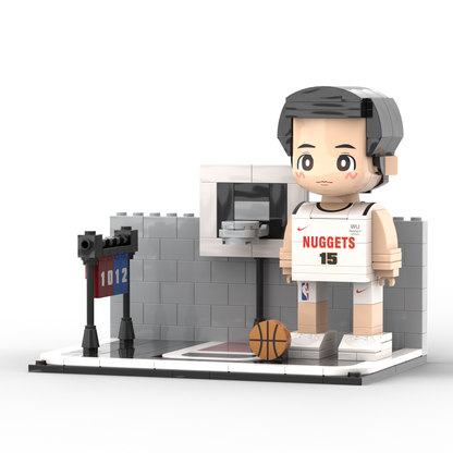 Further brick figure variations showcasing alternate poses and outfits for a basketball player theme.