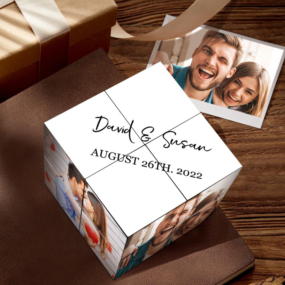 Personalised Wedding Photo Cube | Mr & Mrs Custom Photo Frame Gift