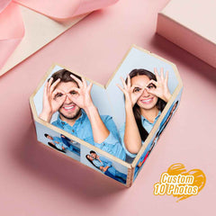 Personalized Magic Cube Heart Wooden Photo Cube Home Ornament Cube Gift for Couples