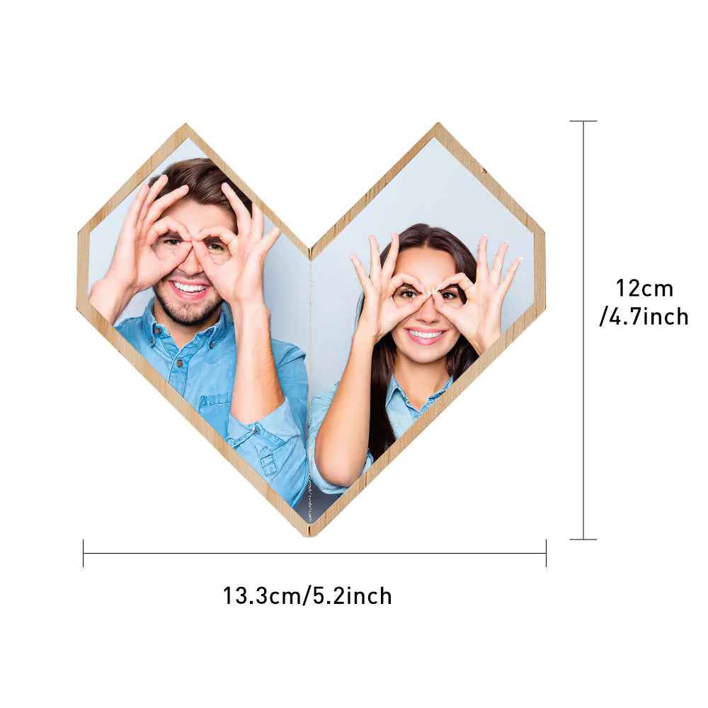 Personalized Magic Cube Heart Wooden Photo Cube Home Ornament Cube Gift for Couples
