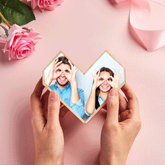 Personalised Magic Cube Heart Photo Gift - Wooden Keepsake for Couples