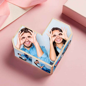 Personalized Magic Cube Heart Wooden Photo Cube Home Ornament Cube Gift for Couples