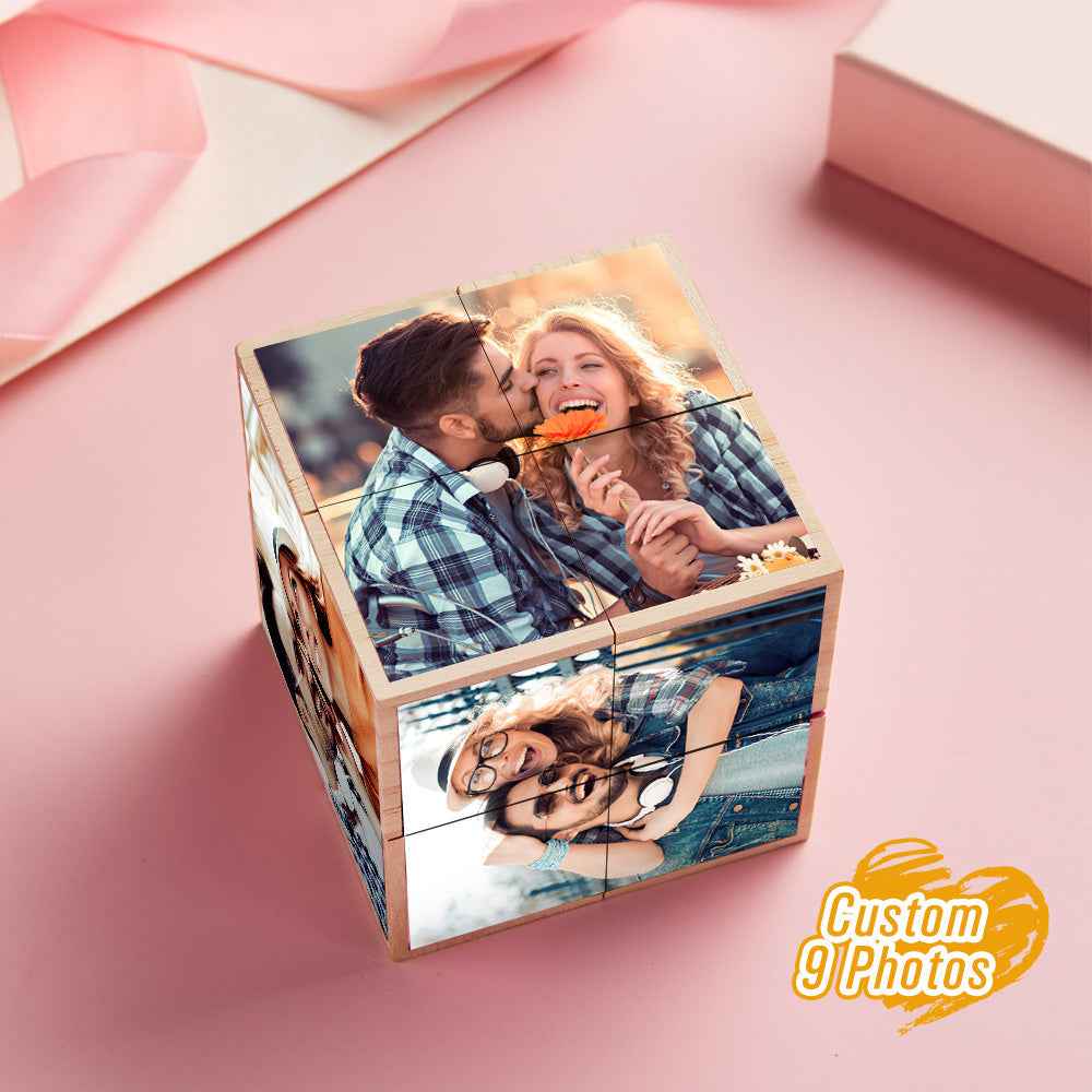 Personalized Magic Cube Photo Wooden Cube Home Ornament Cube Gift for Valentines