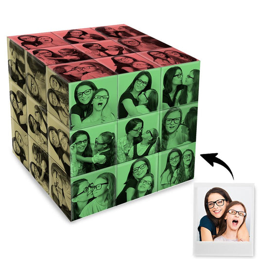 Personalised Multi-Photo Cube Frame | Handmade Sketch Effect Gift for Mother's Day