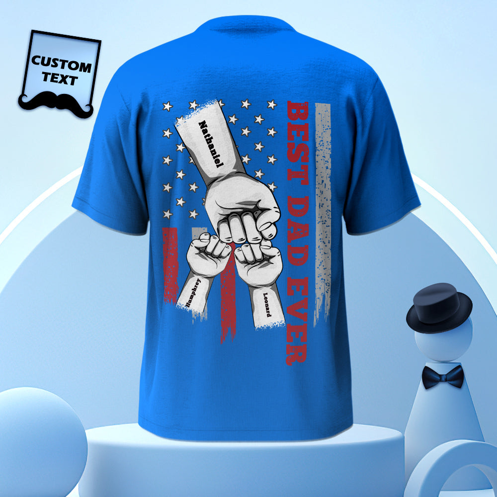 Gift-ready personalised fist bump T-shirt folded to show engraved back print and presentation-ready finish
