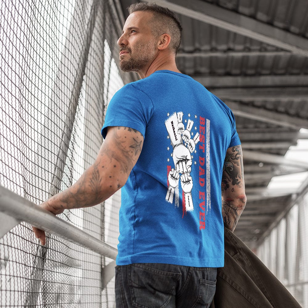 Personalised Fist Bump T-Shirt – Custom Engraved Back Print | Father’s Day Gift