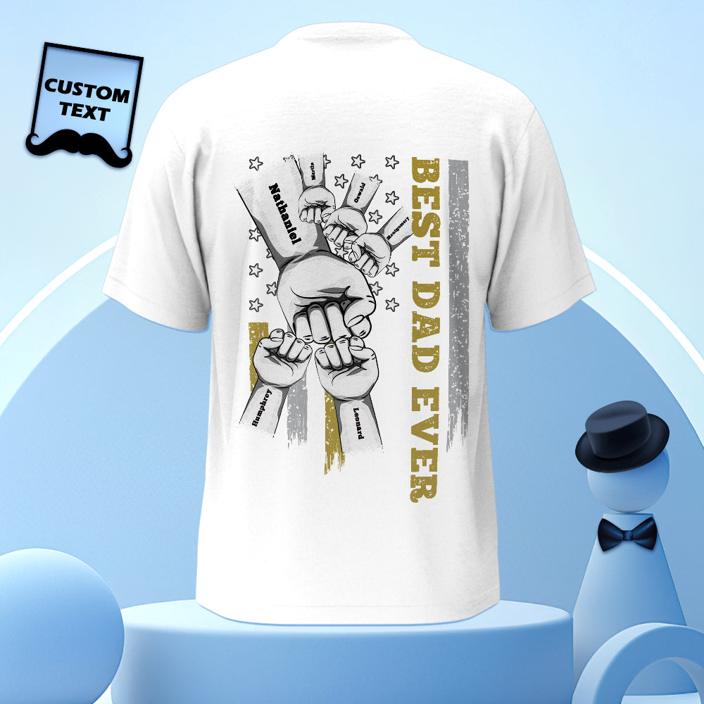 Personalised Fist Bump T-Shirt – Custom Engraved Back Print | Father’s Day Gift