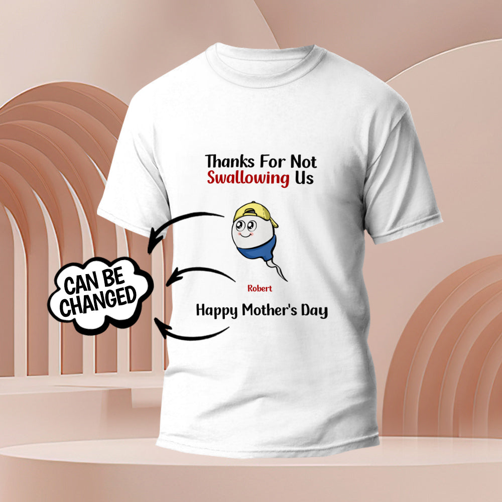 Selection of personalised engraved t-shirt colour and size options displayed — customise your tadpole t-shirt for a unique gift for Mum