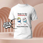 Smiling woman wearing the personalised 'Thanks for Not Swallowing Us' tadpole t-shirt as a funny Mother's Day present — personalised gift for Mum