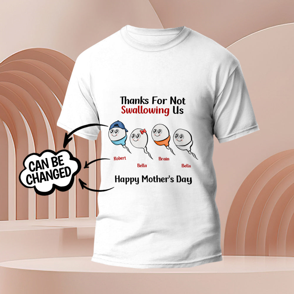 Casual styling of personalised tadpole engraved t-shirt paired with jeans — wearable personalised gift for Mum or partner
