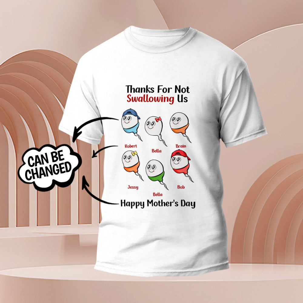 Funny 'Thanks For Not Swallowing' Custom Engraved Tadpole T-Shirt | Personalised Mum Gift