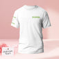Close-up of personalised embroidered name on T-shirt showing fine stitching and colour detail — premium customised keepsake