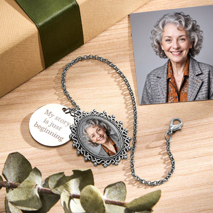 Personalised Wedding Bouquet & Graduation Cap Photo Charm with Engraving