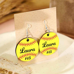 Personalized Baseball Softball Wooden Earrings Birthday Anniversary Gift for Sports Lover