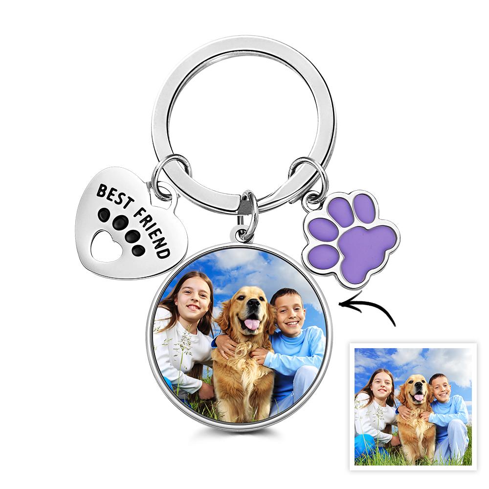 Gift-ready personalised photo keyring presented as a thoughtful custom dog gift — ideal for graduations, thank-you presents and special occasions