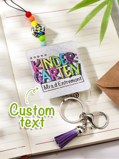 Personalised Glitter Acrylic Beaded Tassel Lanyard with Name (62cm) — Teacher & Graduation Gift
