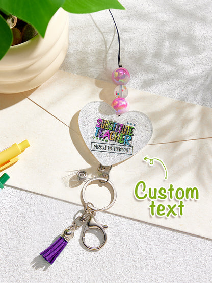 Personalised Glitter Acrylic Beaded Tassel Lanyard with Name (62cm) — Teacher & Graduation Gift