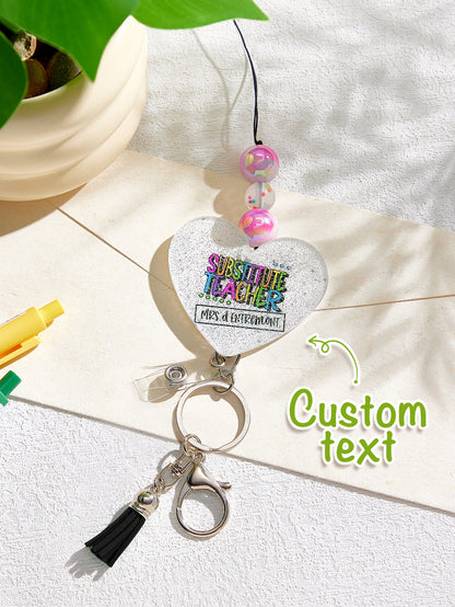 Personalised Glitter Acrylic Beaded Tassel Lanyard with Name (62cm) — Teacher & Graduation Gift