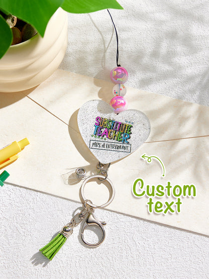Personalised Glitter Acrylic Beaded Tassel Lanyard with Name (62cm) — Teacher & Graduation Gift