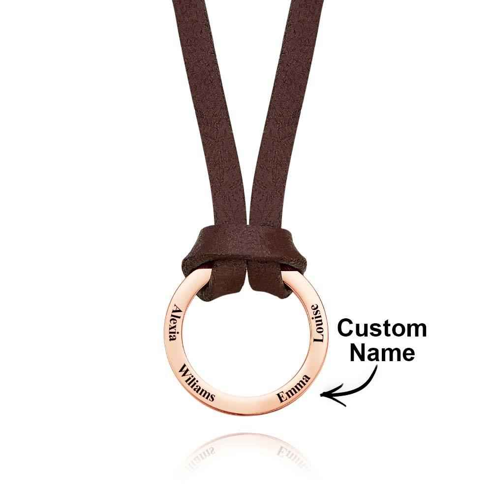 Personalized PU Leather Cord Necklace with Engraved Name Necklace Birthday Anniversary Gift for Man
