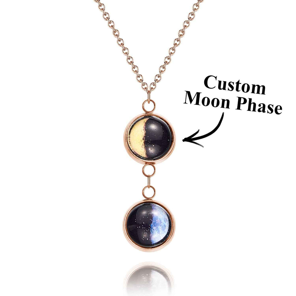 Custom Double Moon Phase Necklace Luminous Necklace Gift for Her