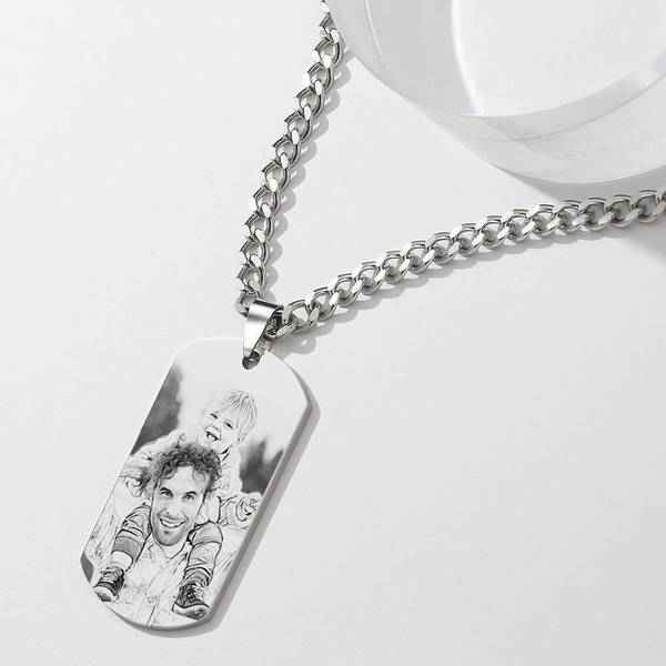 Personalised Engraved Necklace Men's Jewelry With Engraving Stainless Steel Gift For Dad