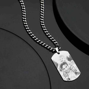 Personalised Engraved Necklace Men's Jewelry With Engraving Stainless Steel Gift For Dad