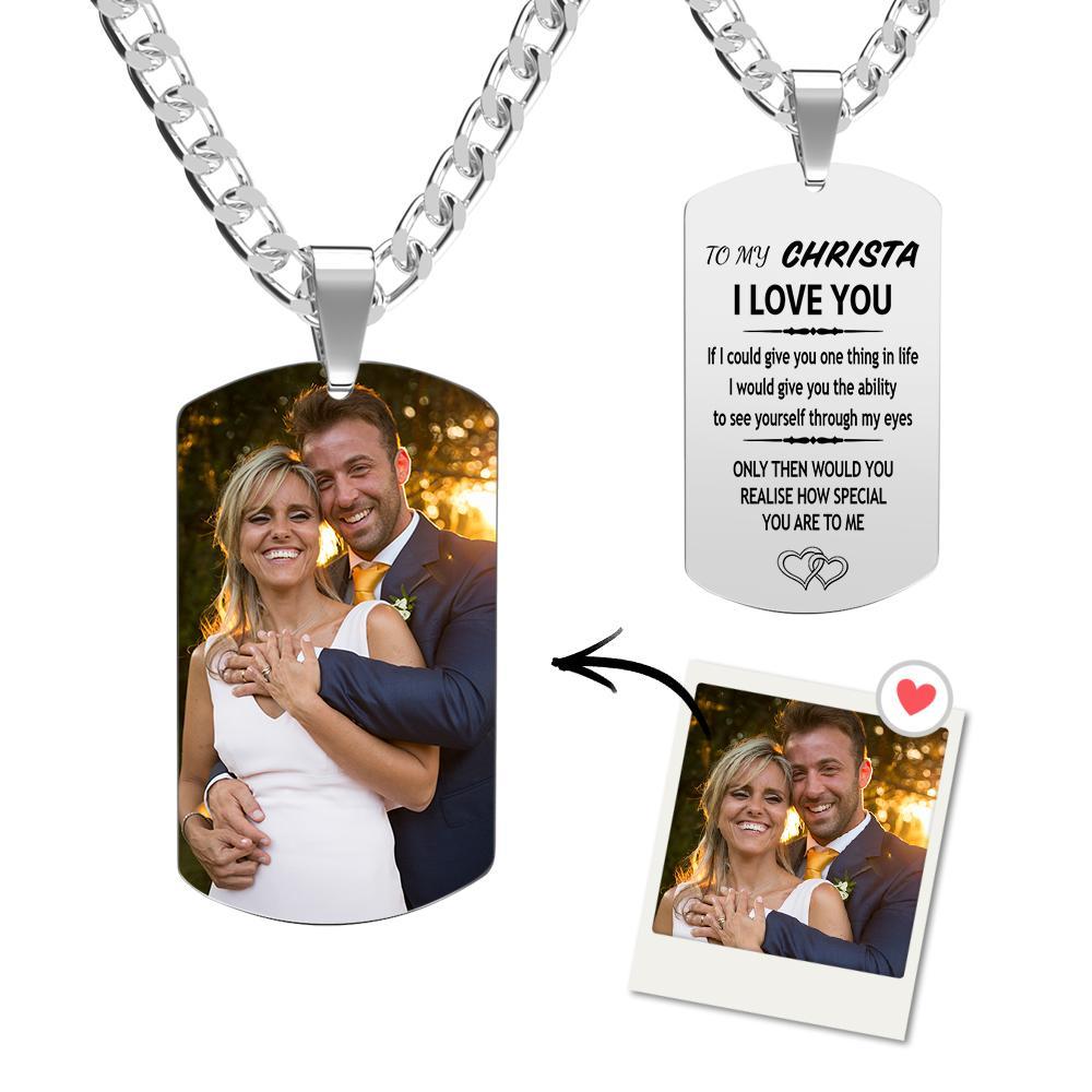 Personalised Engraving Photo Necklace | Unique Anniversary Gift for Her