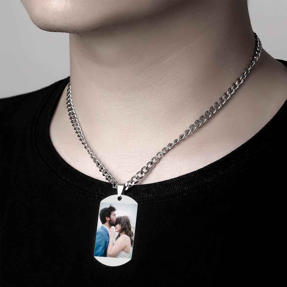 Heart Photo Calendar Engraved Tag Necklace With Engraving Stainless Steel Gifts for Her