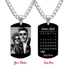Custom Photo Necklace With Words Photo And Date Perfect Gift For Halloween
