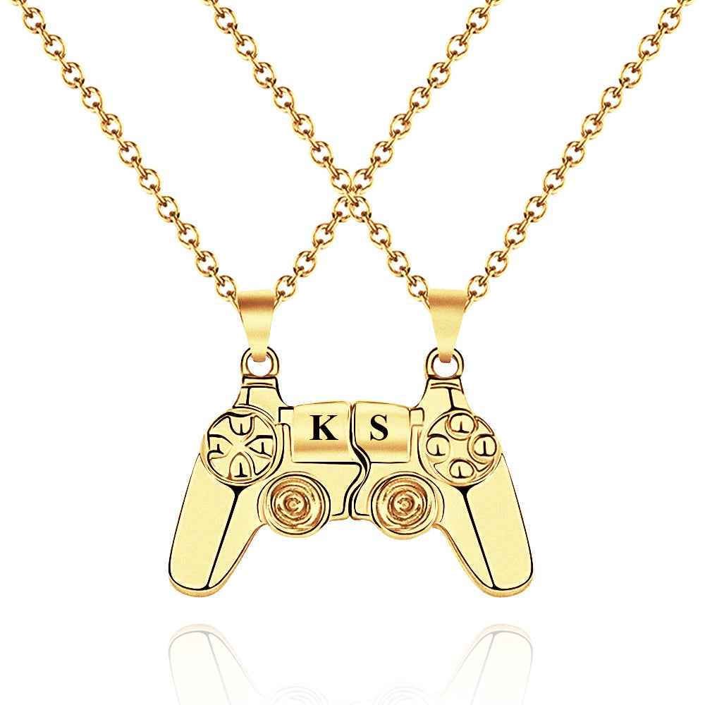 Personalized Magnetic Pendant Necklace with Engraved Initials Gift for Couple
