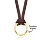 Alternate angle showing the Engraved Pendant with Leather Chain