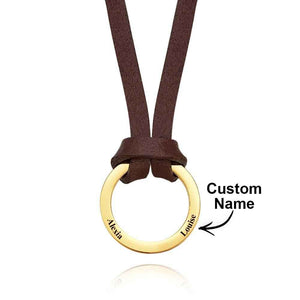 Personalized PU Leather Cord Necklace with Engraved Name Necklace Birthday Anniversary Gift for Man