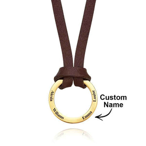 Personalized PU Leather Cord Necklace with Engraved Name Necklace Birthday Anniversary Gift for Man