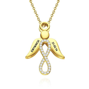 Custom Engraved Name Wings Necklace with Infinity Pendant Copper