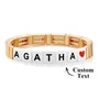Personalised Name Bead Bracelet - Gold Enamel Custom Jewellery Gift