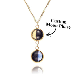 Custom Double Moon Phase Necklace Luminous Necklace Gift for Her