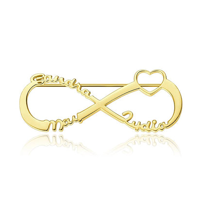 Personalised Infinity Name Brooch - Rose Gold Plated Memorial Pin