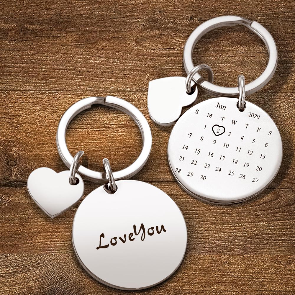 Personalised Calendar Keychain | Custom Date Pendant | Wedding & Anniversary Gift