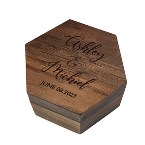 Six styles of Customized Hexagon Wooden Jewelry Box Wedding Ring Box