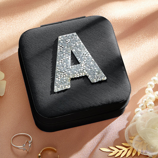 Personalised Bridesmaid Jewellery Box with Glitter Letter - Custom Gift for Her